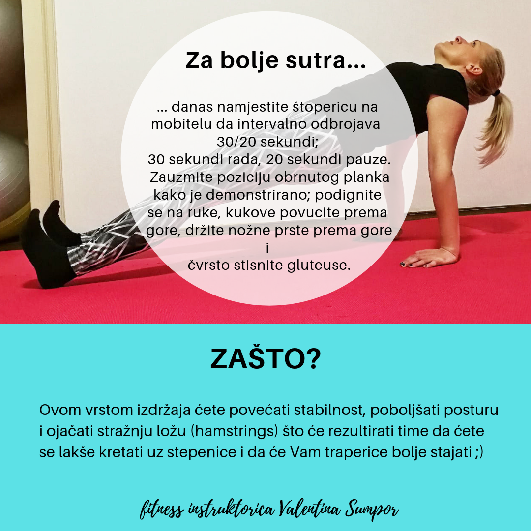 Obrnuti plank, jacanje muskulature