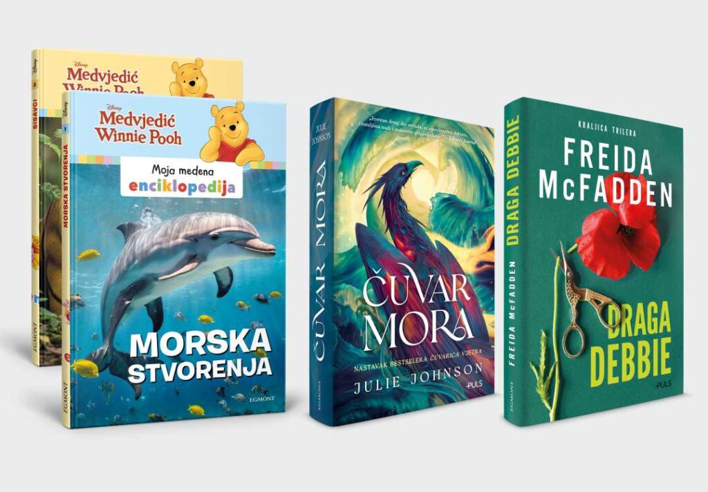 Freida McFadden knjiga Draga Debbie, fantasy roman Čuvar mora i Winnie Pooh edukativne slikovnice.
