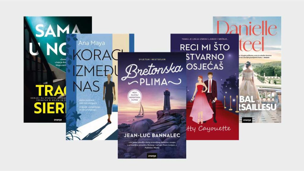 Napokon: u prodaji je pet novih naslova popularne KDS biblioteke Pet naslovnica za nove KDS knjige u nizu: Sama u noći, Koraci između nas, Bretonska plima, Reci mi što stvarno osjećaš i Bal u Versaillesu.