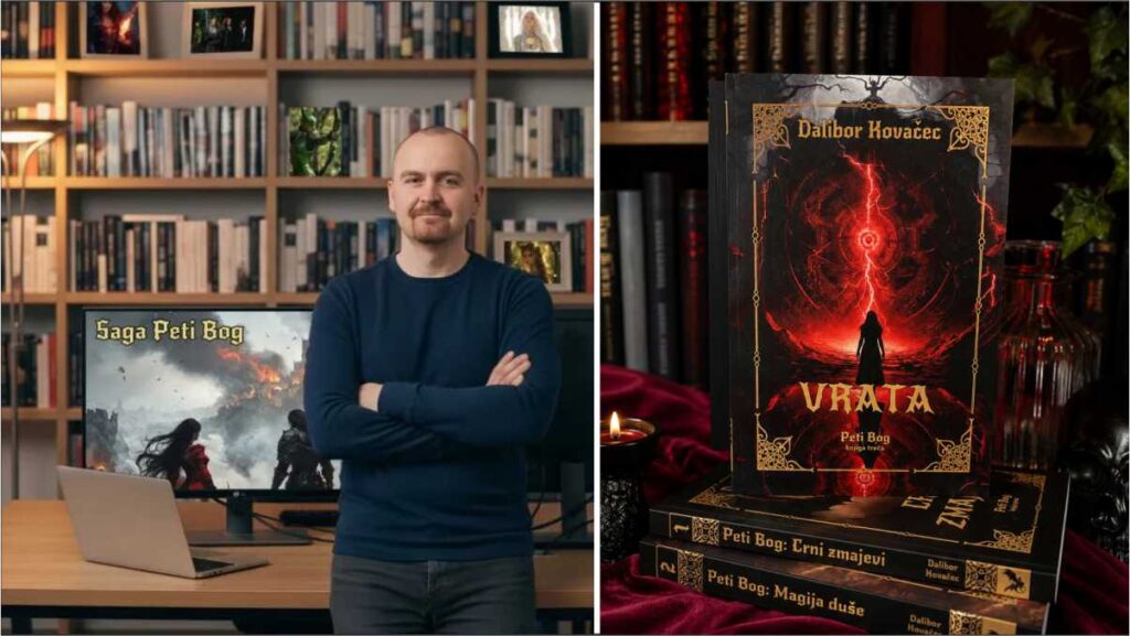 Predstavljamo serijal „Peti Bog”: Domaća fantastika koja u središte stavlja moralne dileme i složene likove Serijal Peti Bog Dalibora Kovačeca, tri knjige.
