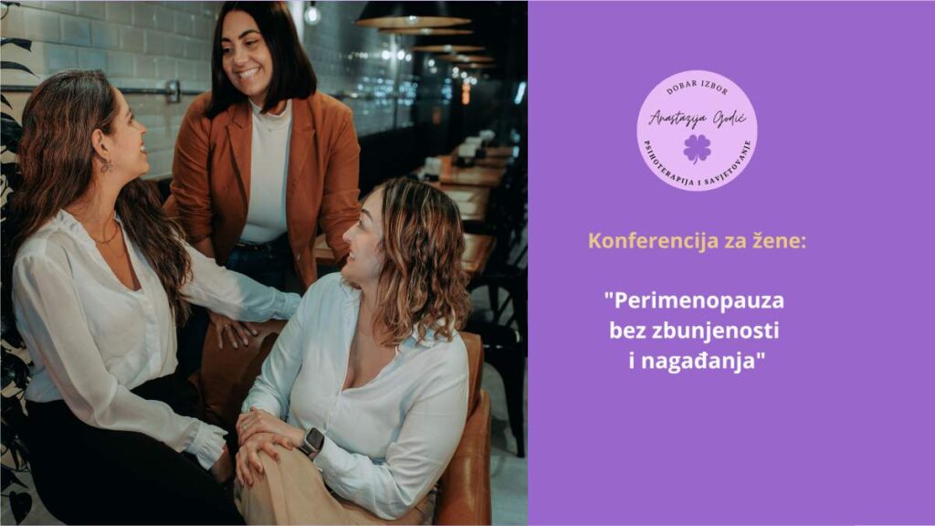Perimenopauza bez zbunjenosti i nagađanja: Konferencija o perimenopauzi u Zagrebu donosi stručne odgovore Naslovna slika za konferenciju o perimenopauzi u Zagrebu: tri žene u opuštenom i ugodnom razgovoru.