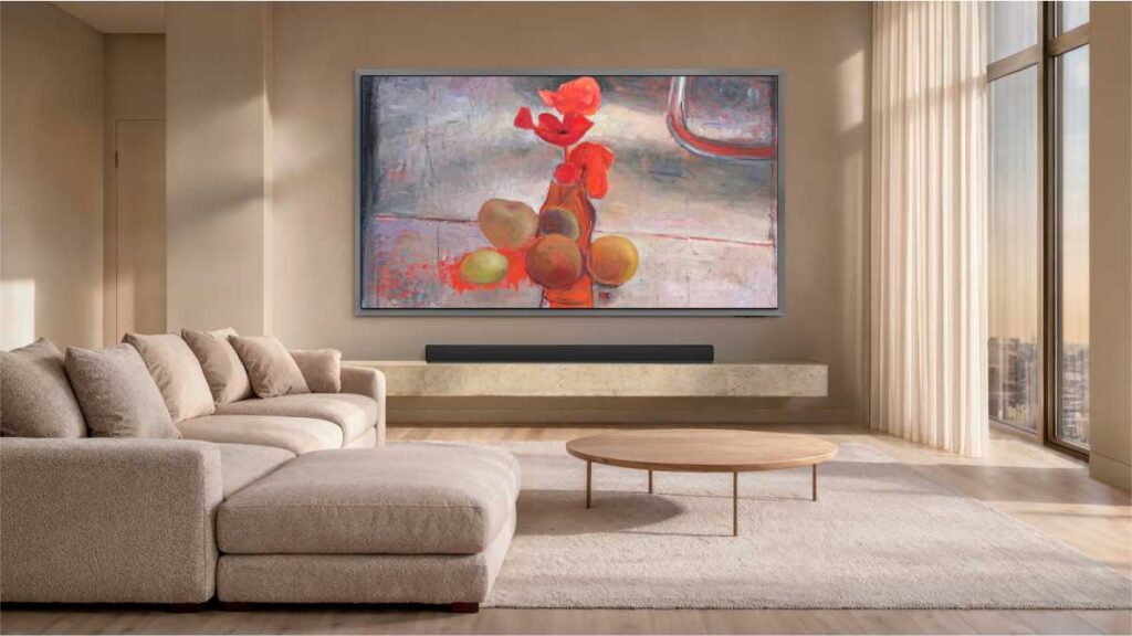Samsung Art Store platforma predstavlja odabranu kolekciju s Art Basel Paris 2026 sajma Samsung Art Store Art Basel kolekcija i umjetničko djelo na TV zaslonu u modernom dnevnom boravku.
