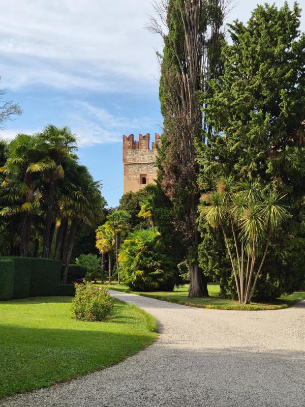Srednjovjekovni dvorac Castello Scaligero okružen zelenilom u Laziseu.