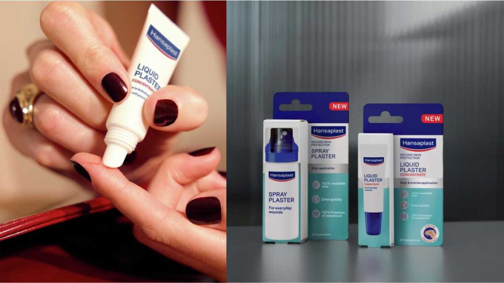 Zaštita rana uz novu generaciju flastera: Hansaplast Second Skin Protection flaster u spreju i tekući flaster koncentrat Hansaplast flaster u spreju i tekući flaster koncentrat za vodootpornu zaštitu rana.